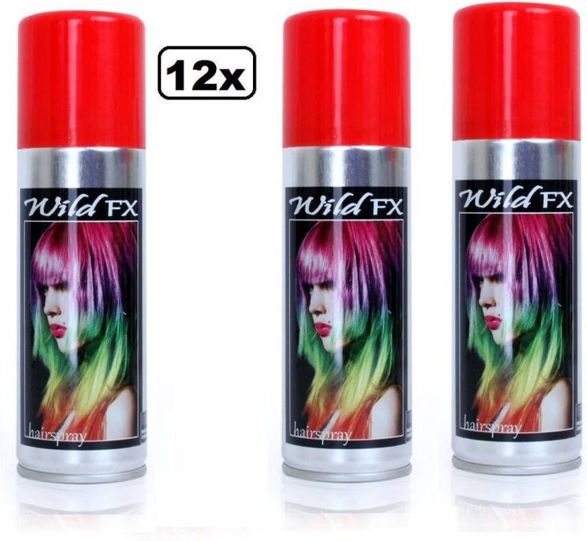 Thema party 12x Haarspray rood 125 ml