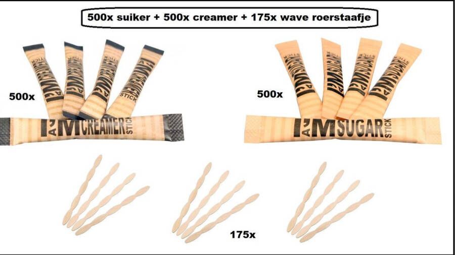 Thema party 500x Koffie Melksticks + 500x Suikersticks I am + 175x Wave roerstaafjes suiker sticks melk sticks koffiemelk koffie festival