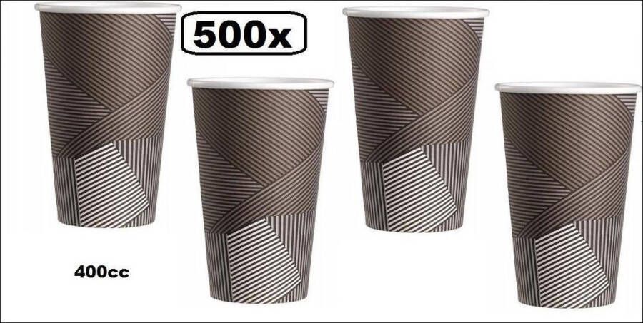 Thema party 500x Mega Koffiebeker Lines karton 400cc Koffie thee chocomel soep drank water beker karton