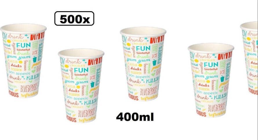 Thema party 500x Milkshake beker Fun 400ml Drinkbeker milkshake eten ijs eten drinken festival