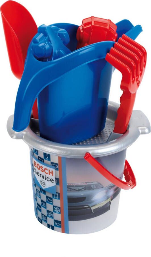 Klein Bosch Car Service emmerset 2 liter Incl. emmer gieter 2 autozandvormpjes en nog veel meer Afmetingen: 21 cm x 20 5 cm x 33 cm Speelgoed voor kinderen vanaf 1 jaar