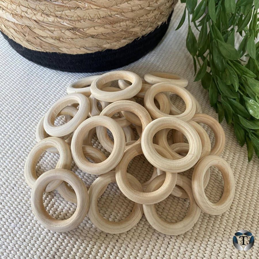 TheOldOmen Blanke Houten Ring | Macramé | Plantenhanger | 4 5 cm | Set van 20 stuks | Hobby | DIY | Wandkleed | Interieur | Woondecoratie | Doe het zelf | Ringen | Kralen | |