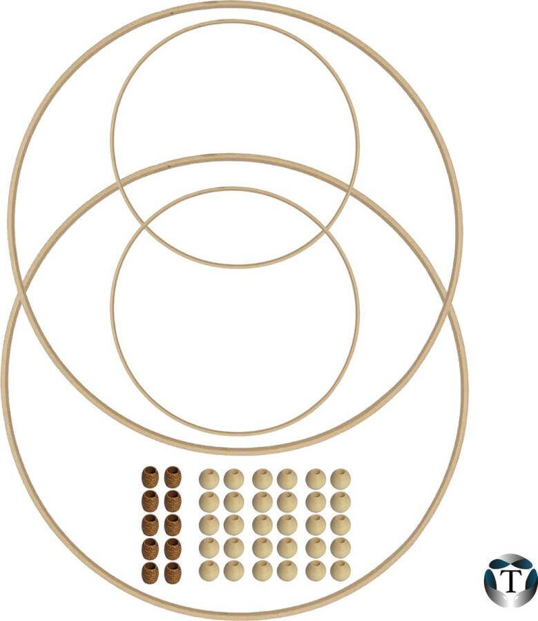 TheOldOmen DIY-Pakket | Houten Ringen | Houten Kralen | Macramé Pakket | Starter Set | Ringen | Kralen | Hout | Macramé | Doe Het Zelf | Dromenvanger | |