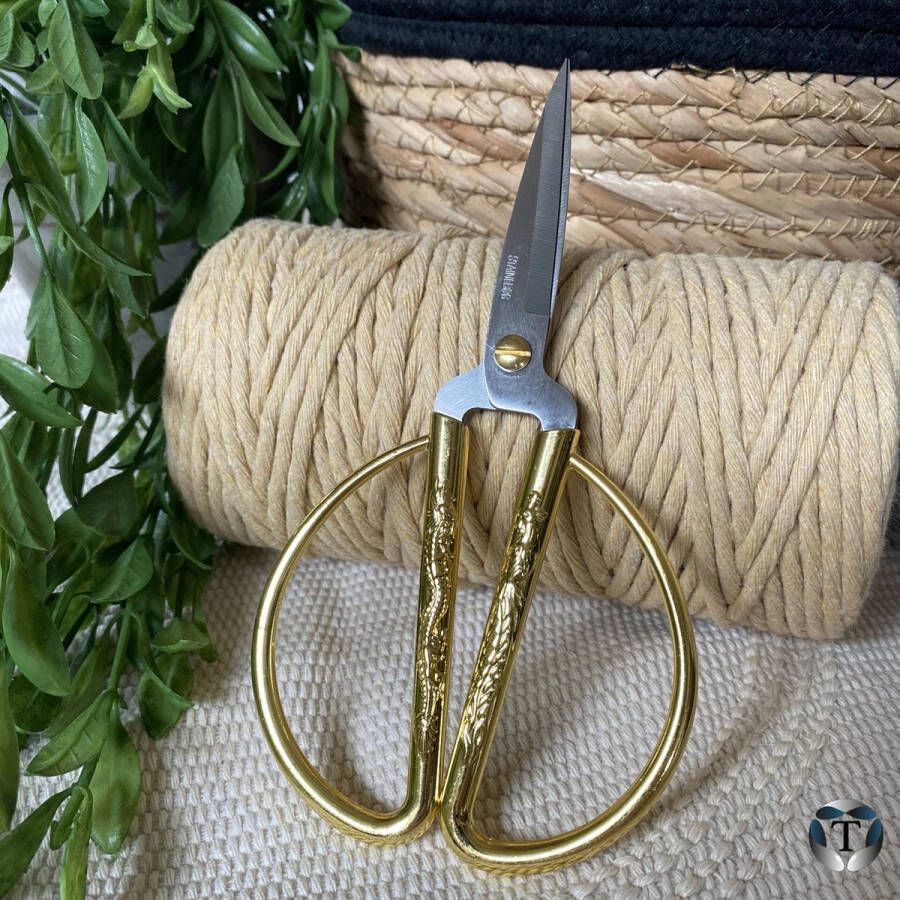 TheOldOmen Hobbyschaar | Goud | 15 cm | Grote Handvaten | Veelzijdig | Verschillende Maten | Macramé Schaar | Schaar | Macramé | Scherpe Punt | Plantenhanger | Wandkleed | Dromenvanger | Koord | Touw | Diverse Hobby s | DIY | |