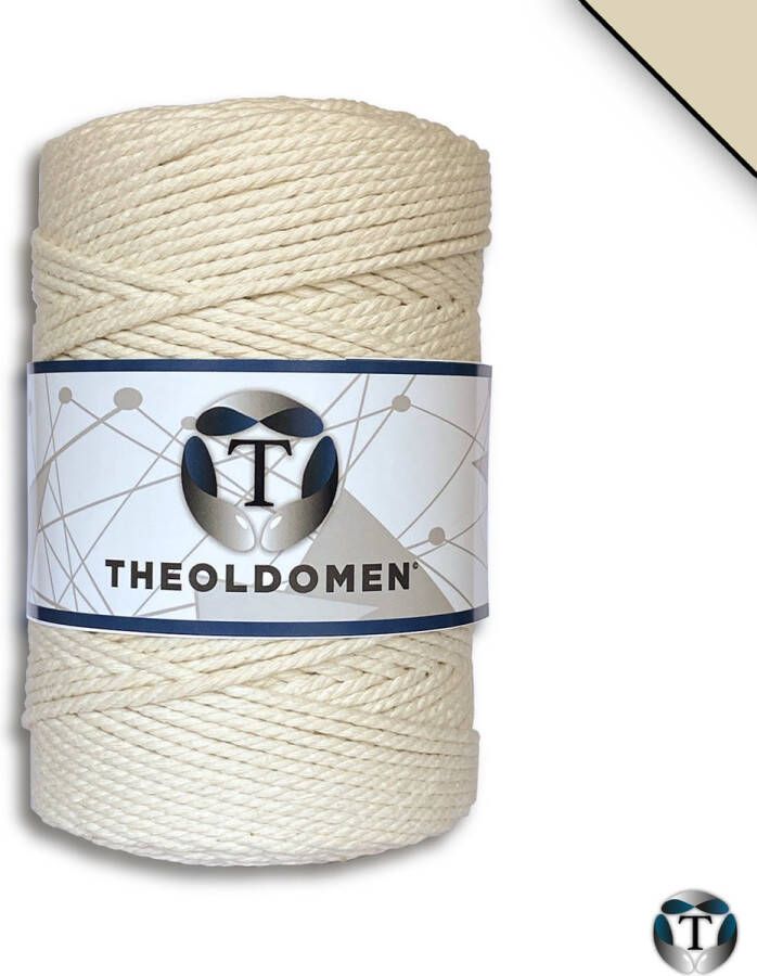 TheOldOmen Macramé Koord | Beige | 200 meter | 100% Katoen | Macramé Touw | Macramé | Voor Macramé Plantenhanger | Wandkleed | Dromenvanger | Triple Twist | DIY | Touw | 3mm | |