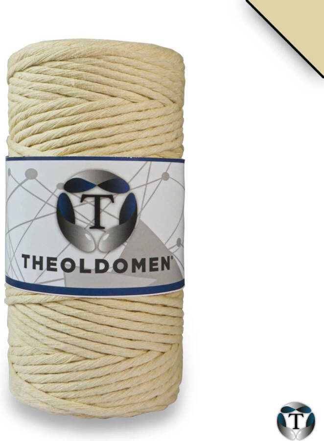 TheOldOmen Macramé Koord | Beige | Single Twist | 100 meter | 100% Hoogwaardig Katoen | Macramé Touw | Macramé | Voor Macramé Plantenhanger | Wandkleed | Dromenvanger | DIY | Touw | 3mm | |