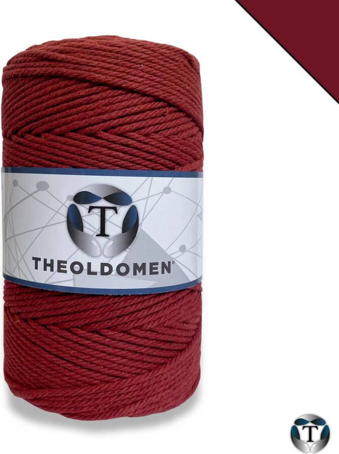 TheOldOmen Macramé Koord | Bordeaux Rood | 200 meter | 100% Katoen | Macramé Touw | Macramé | Voor Macramé Plantenhanger | Wandkleed | Dromenvanger | Triple Twist | DIY | Touw | 3mm | |