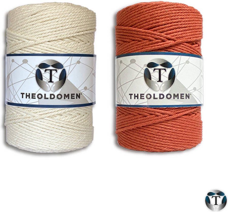 TheOldOmen Macramé Koord Bundelkorting 400 meter Beige Rust 100% Katoen Macramé Touw 3mm Triple Twist Plantenhanger Dromenvanger Wandkleed Weven Knopen Breien Haken DIY