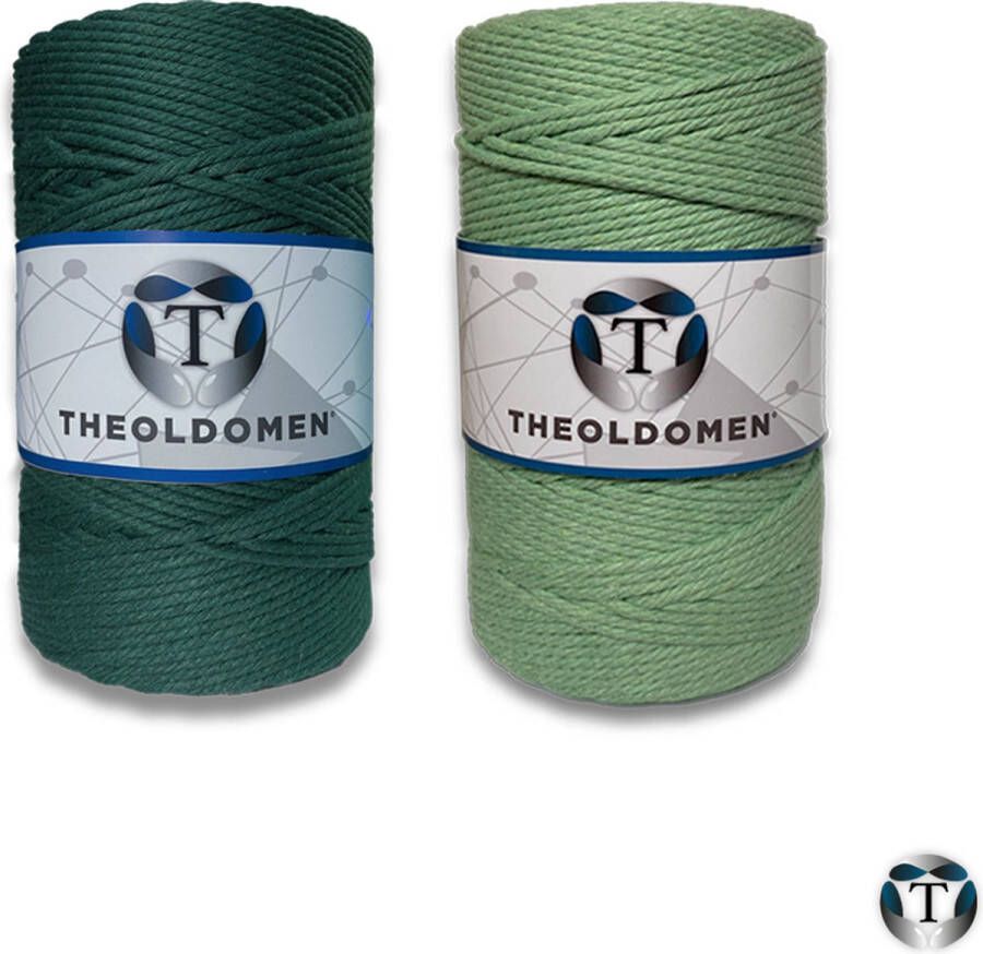TheOldOmen Macramé Koord Bundelkorting 400 meter Mintgroen Donkergroen 100% Katoen Macramé Touw 3mm Triple Twist Plantenhanger Dromenvanger Wandkleed Weven Knopen Breien Haken DIY