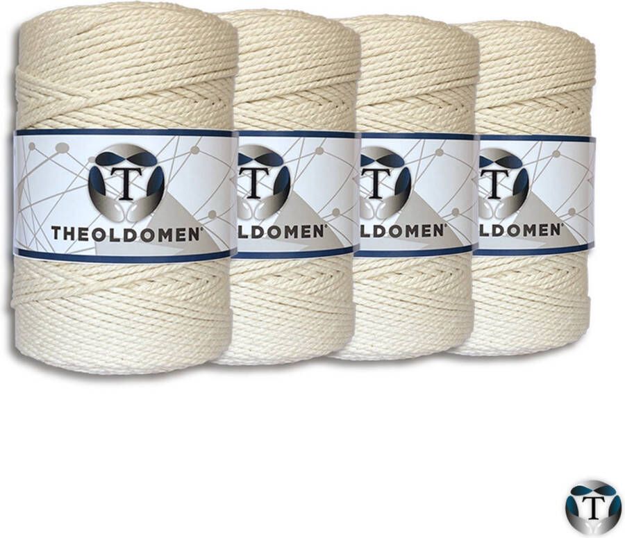 TheOldOmen Macramé Koord Bundelkorting 800 meter Beige 100% Katoen Macramé Touw 3mm Triple Twist Plantenhanger Dromenvanger Wandkleed Weven Knopen Breien Haken DIY