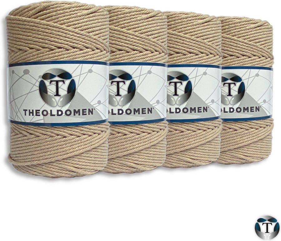 TheOldOmen Macramé Koord Bundelkorting 800 meter Earth 100% Katoen Macramé Touw 3mm Triple Twist Plantenhanger Dromenvanger Wandkleed Weven Knopen Breien Haken DIY