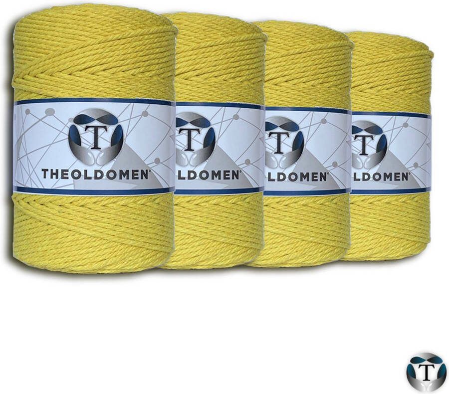 TheOldOmen Macramé Koord Bundelkorting 800 meter Lemon Yellow 100% Katoen Macramé Touw 3mm Triple Twist Plantenhanger Dromenvanger Wandkleed Weven Knopen Breien Haken DIY