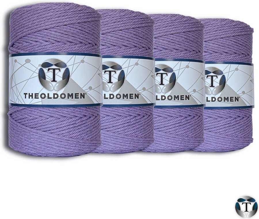 TheOldOmen Macramé Koord Bundelkorting 800 meter Lichtpaars 100% Katoen Macramé Touw 3mm Triple Twist Plantenhanger Dromenvanger Wandkleed Weven Knopen Breien Haken DIY