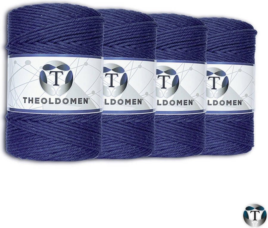 TheOldOmen Macramé Koord Bundelkorting 800 meter Navy Blue 100% Katoen Macramé Touw 3mm Triple Twist Plantenhanger Dromenvanger Wandkleed Weven Knopen Breien Haken DIY