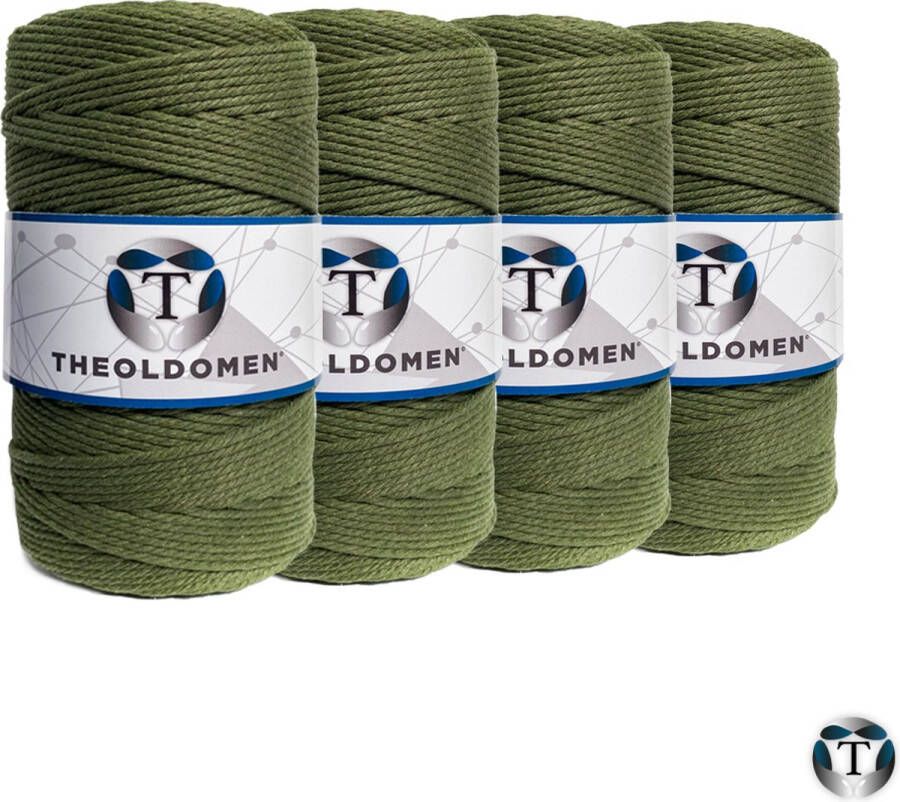 TheOldOmen Macramé Koord Bundelkorting 800 meter Olijfgroen 100% Katoen Macramé Touw 3mm Triple Twist Plantenhanger Dromenvanger Wandkleed Weven Knopen Breien Haken DIY
