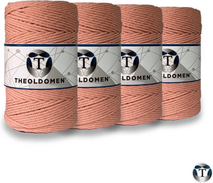 TheOldOmen Macramé Koord Bundelkorting 800 meter Zalmroze 100% Katoen Macramé Touw 3mm Triple Twist Plantenhanger Dromenvanger Wandkleed Weven Knopen Breien Haken DIY