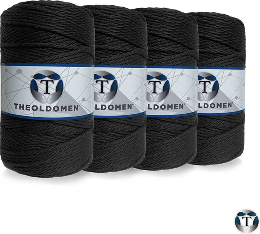 TheOldOmen Macramé Koord Bundelkorting 800 meter Zwart 100% Katoen Macramé Touw 3mm Triple Twist Plantenhanger Dromenvanger Wandkleed Weven Knopen Breien Haken DIY