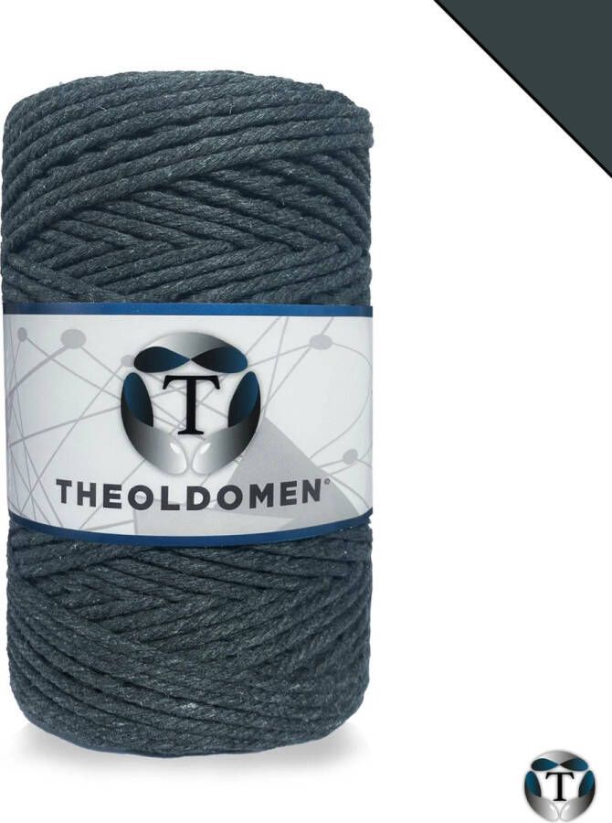 TheOldOmen Macramé Koord | Donkergrijs | 200 meter | 100% Katoen | Macramé Touw | Macramé | Voor Macramé Plantenhanger | Wandkleed | Dromenvanger | Triple Twist | DIY | Touw | 3mm | |