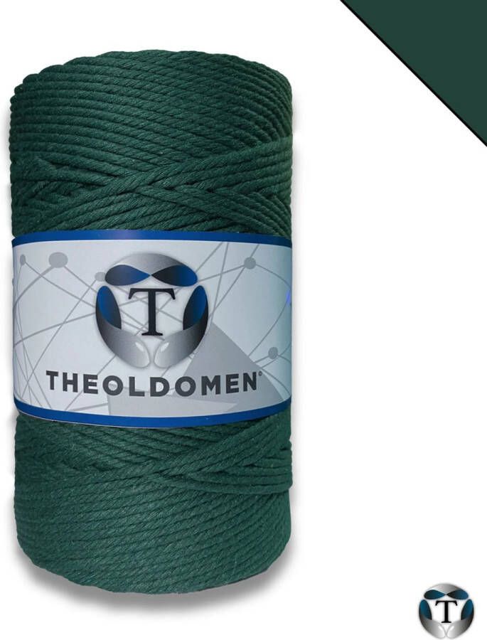TheOldOmen Macramé Koord | Donkergroen | 200 meter | 100% Katoen | Macramé Touw | Macramé | Voor Macramé Plantenhanger | Wandkleed | Dromenvanger | Triple Twist | DIY | Touw | 3mm | |
