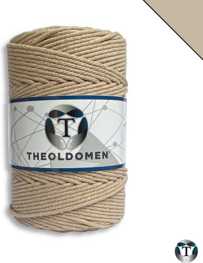 TheOldOmen Macramé Koord Khaki 200 meter 100% Katoen Macramé Touw Macramé Voor Macramé Plantenhanger Wandkleed Dromenvanger Triple Twist DIY Touw 3mm