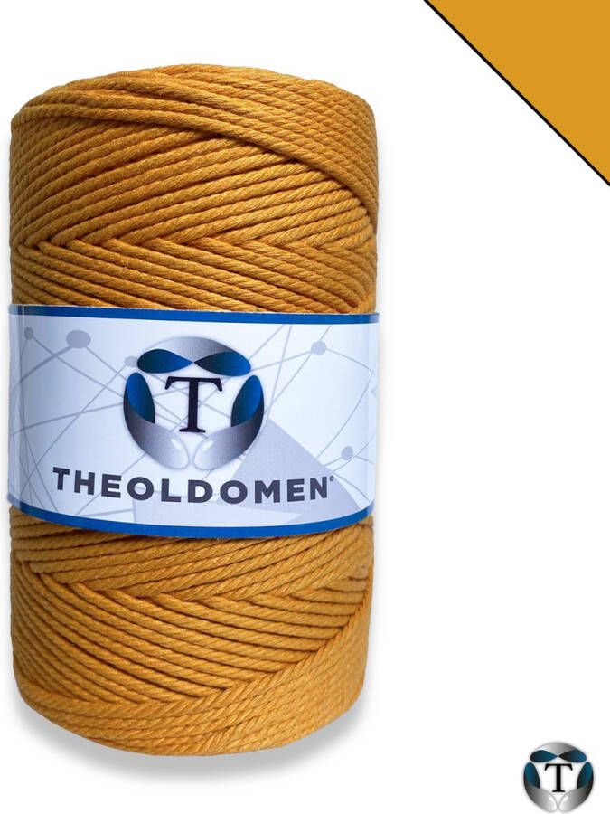 TheOldOmen Macramé Koord | Goudgeel | 200 meter | 100% Katoen | Macramé Touw | Macramé | Voor Macramé Plantenhanger | Wandkleed | Dromenvanger | Triple Twist | DIY | Touw | 3mm | |