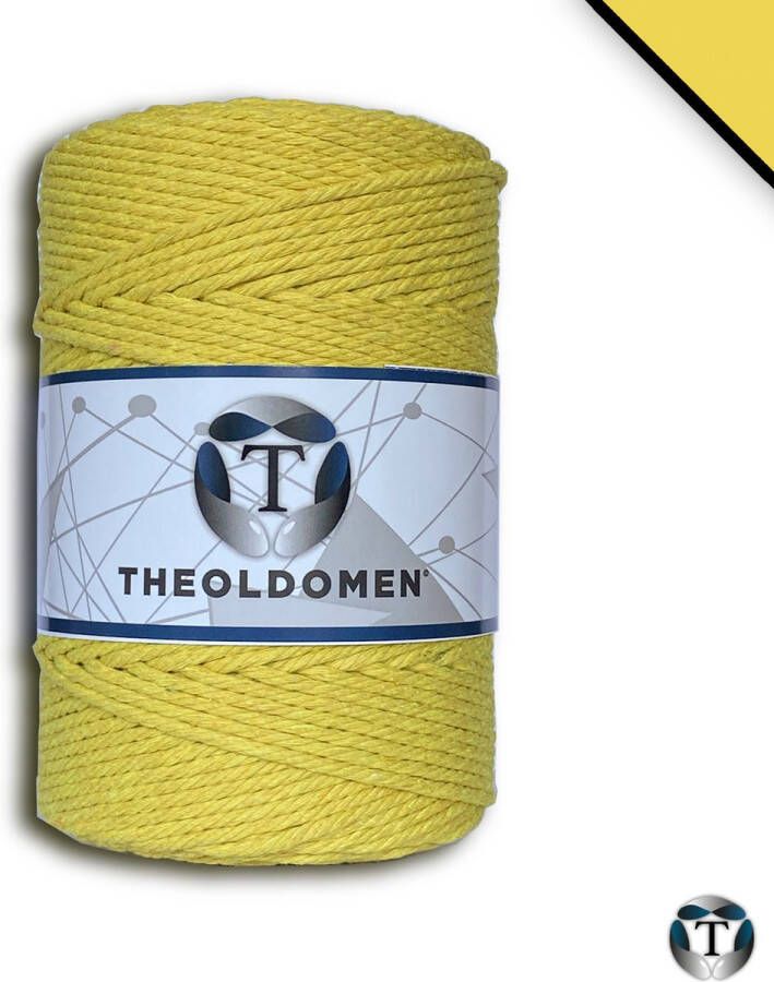 TheOldOmen Macramé Koord | Lemon Yellow | 200 meter | 100% Katoen | Macramé Touw | Macramé | Voor Macramé Plantenhanger | Wandkleed | Dromenvanger | Triple Twist | DIY | Touw | 3mm | |