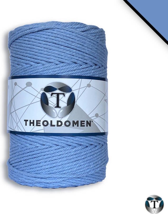 TheOldOmen Macramé Koord | Lichtblauw| 200 meter | 100% Katoen | Macramé Touw | Macramé | Voor Macramé Plantenhanger | Wandkleed | Dromenvanger | Triple Twist | DIY | Touw | 3mm | |