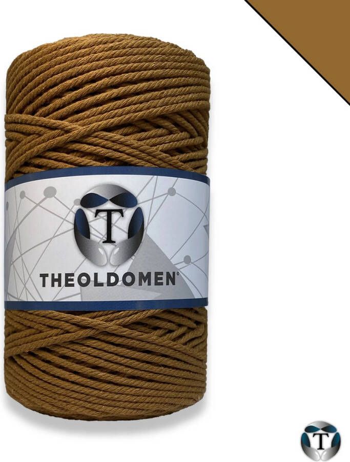 TheOldOmen Macramé Koord | Mokka | 200 meter | 100% Katoen | Macramé Touw | Macramé | Voor Macramé Plantenhanger | Wandkleed | Dromenvanger | Triple Twist | DIY | Touw | 3mm | |