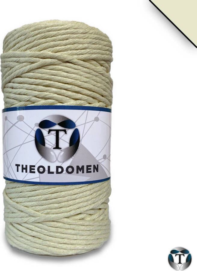 TheOldOmen Macramé Koord | Naturel | Single Twist | 100 meter | 100% Hoogwaardig Katoen | Macramé Touw | Macramé | Voor Macramé Plantenhanger | Wandkleed | Dromenvanger | DIY | Touw | 3mm | |