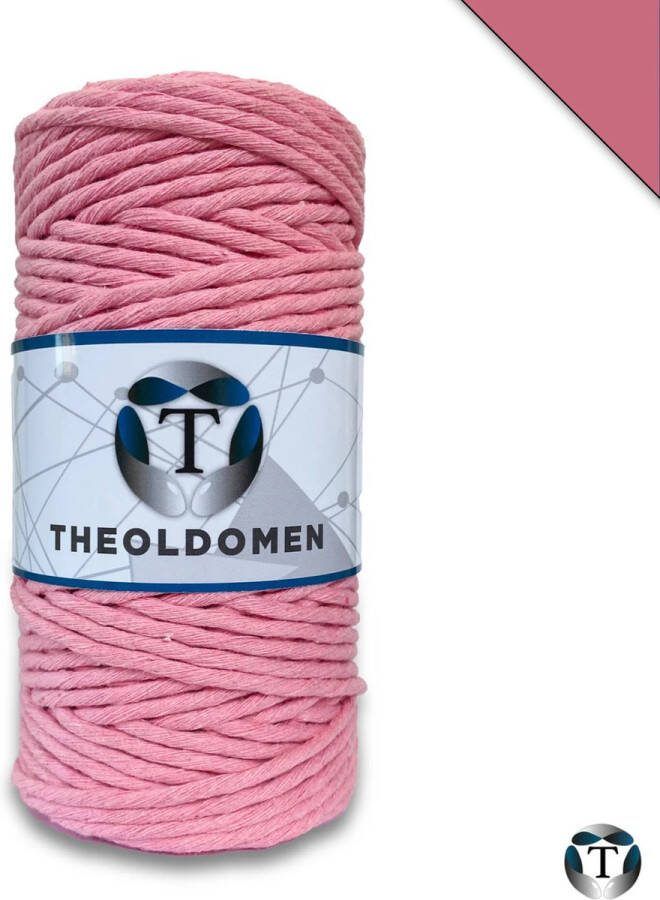 TheOldOmen Macramé Koord | Roze | Single Twist | 100 meter | 100% Hoogwaardig Katoen | Macramé Touw | Macramé | Voor Macramé Plantenhanger | Wandkleed | Dromenvanger | DIY | Touw | 3mm | |