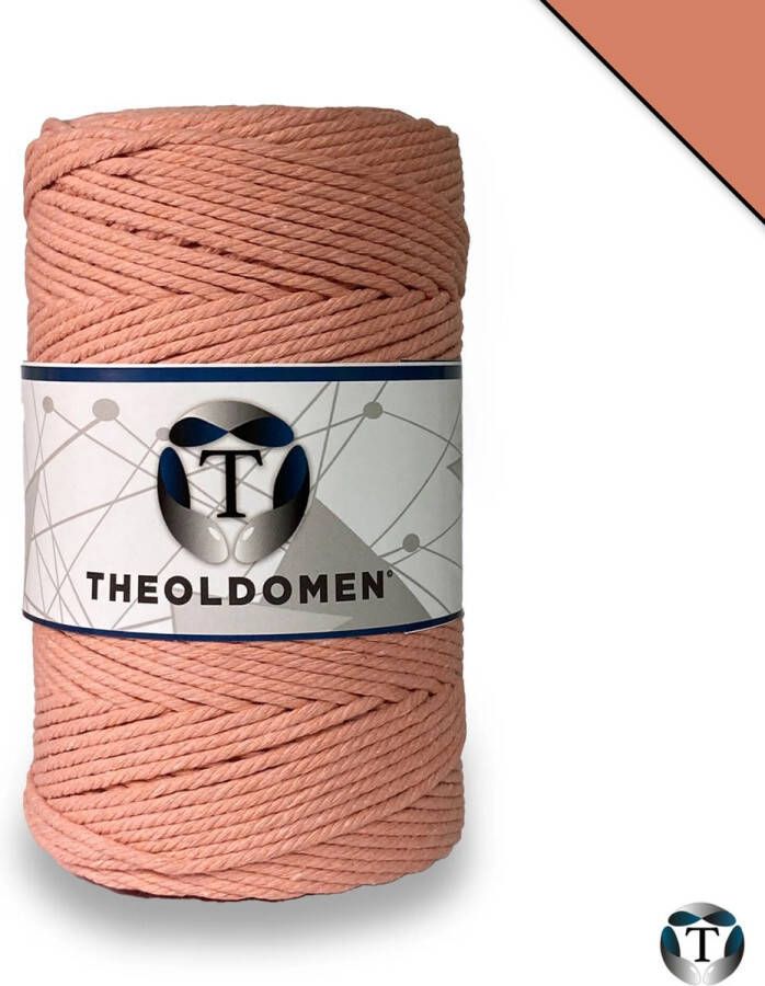 TheOldOmen Macramé Koord | Zalmroze | 200 meter | 100% Katoen | Macramé Touw | Macramé | Voor Macramé Plantenhanger | Wandkleed | Dromenvanger | Triple Twist | DIY | Touw | 3mm | |