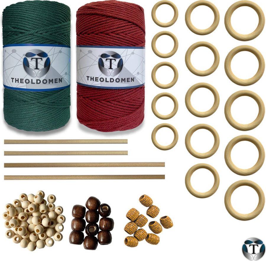 TheOldOmen XXL Macramé Pakket | 400 METER | Incl. Handleiding | Starter Set | Ringen | Kralen | Stokken | Macramé Touw | 3mm | 100% Katoen | Macramé | Decoratie | DIY | Doe Het Zelf | Wandkleed | Dromenvanger | Plantenhanger | Tassen |
