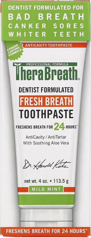 TheraBreath Fresh Breath Toothpaste Tandpasta Mild Mint