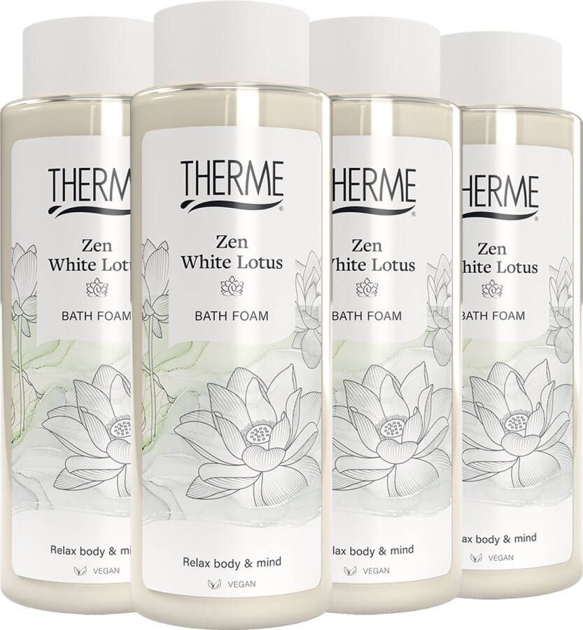 Therme Relaxing Foam Bath Zen White Lotus 4 x 500 ml Voordeelverpakking