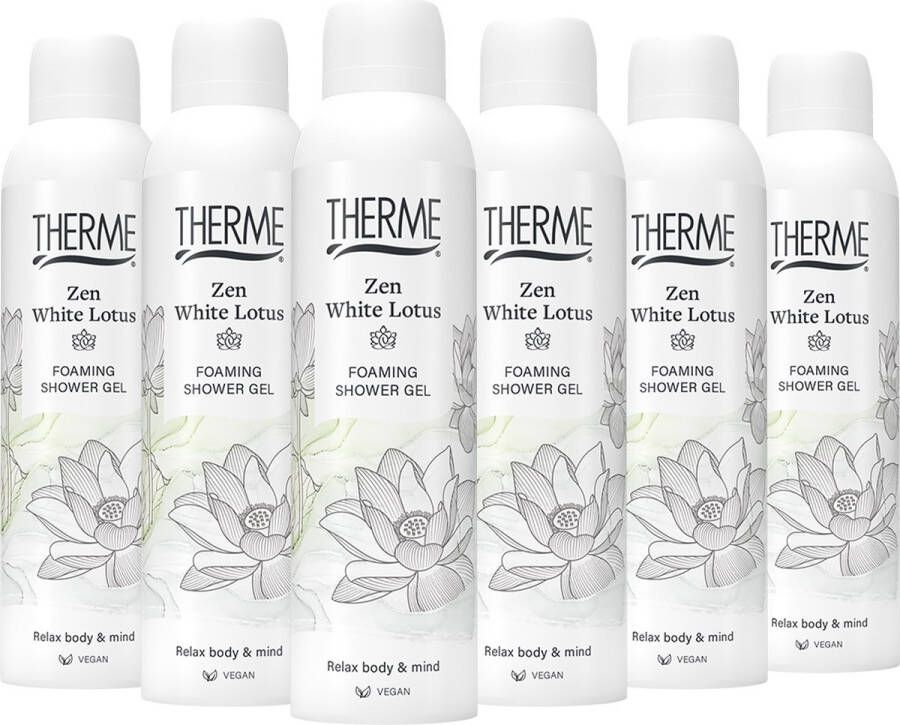 Therme Zen White Lotus Zen White Lotus schuimende douchegel 6 x 200 ml voordeelverpakking