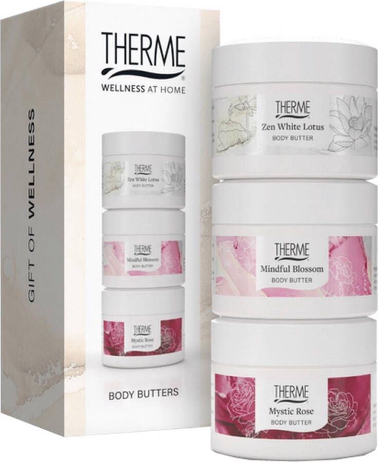 Therme Favorites Body Butter 3 x 75 ml set- Zen White Lotus Mindful Blossom Mystic Rose