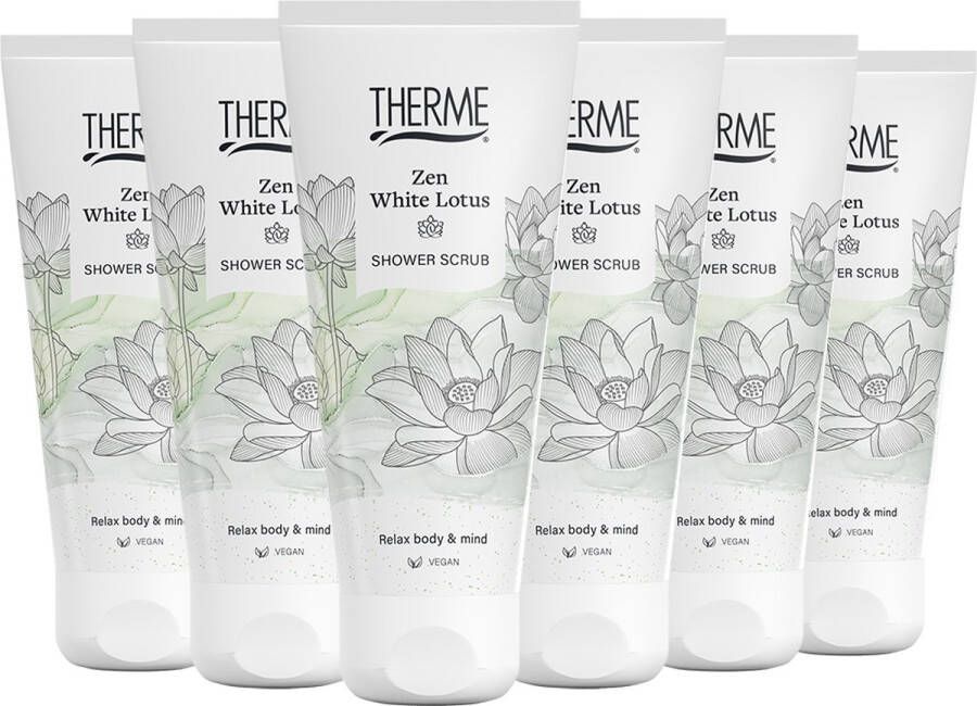 Therme Rice Shower Scrub Zen White Lotus 6 x 200 ml Voordeelverpakking