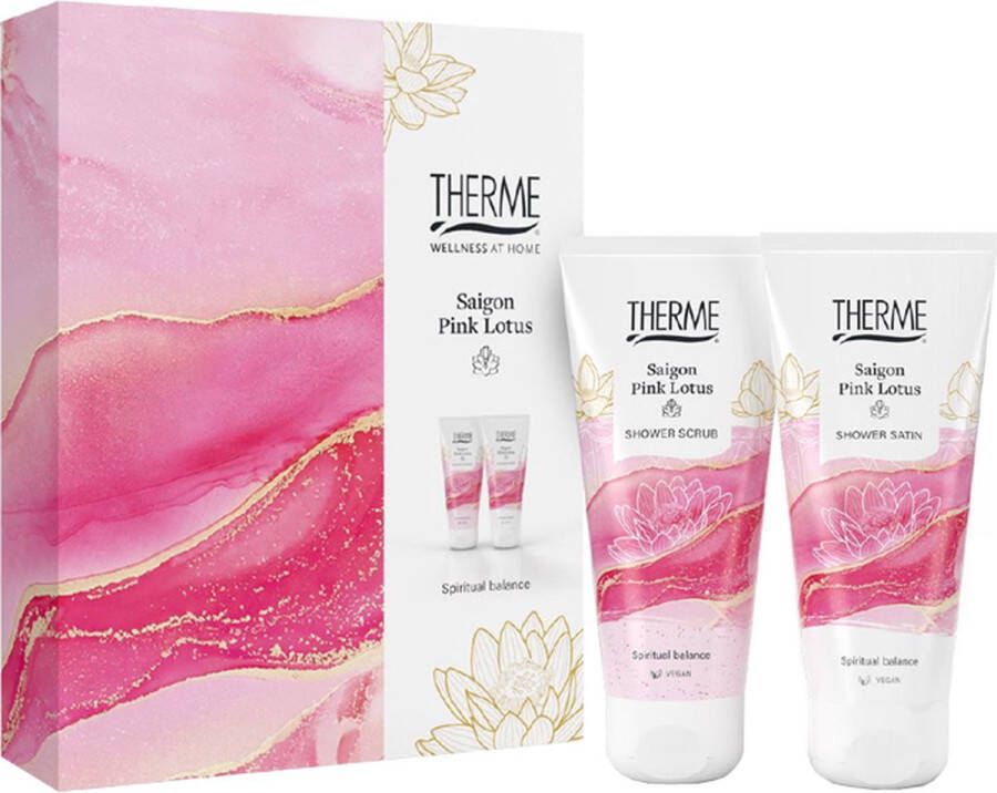 Therme Wellness Saigon Pink Lotus Geschenkset Shower Scrub 200 ml + Shower Satin 200 ml 1 set