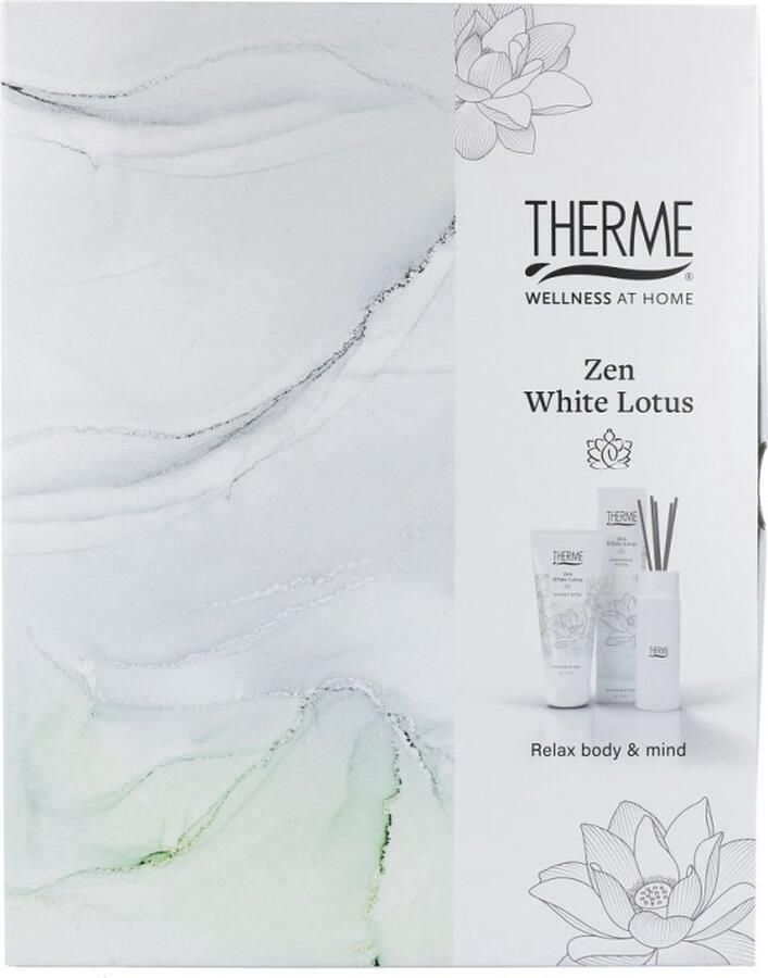 Therme Zen White Lotus geschenkset Scented shower satin 200 ml + geurstokjes 100 ml