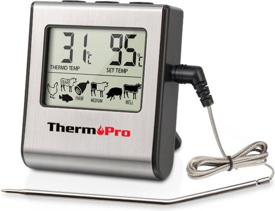 Thermo Pro Professionele Digitale Vleesthermometer Met Timer & Alarm Perfect Vlees uit de Oven & BBQ!