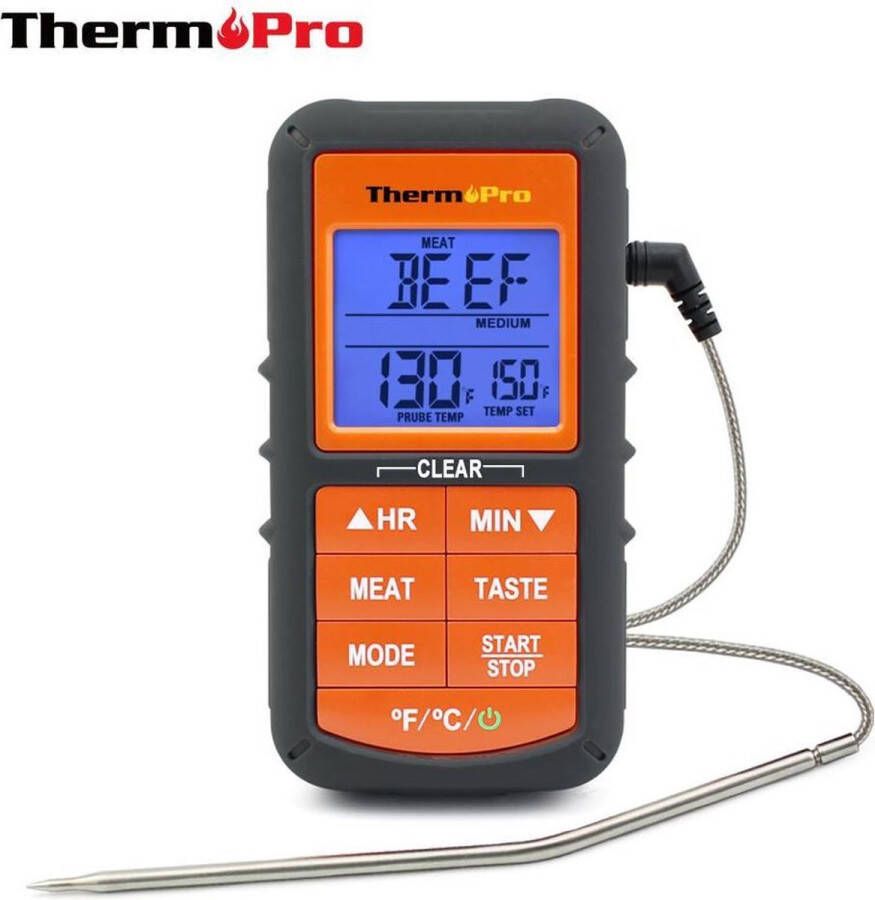 Thermo Pro ThermoPro TP-06S Digitale thermometer met timer voor BBQ barbecue grill vlees keuken voedsel koken