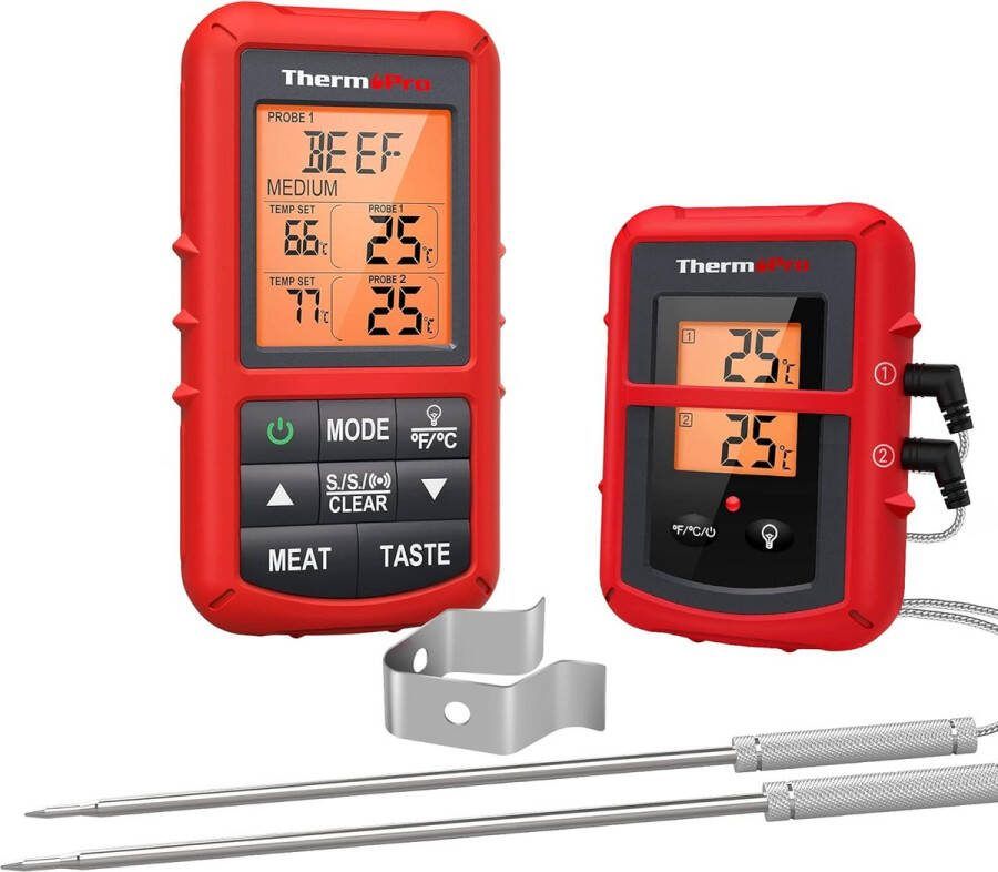 Thermo Pro ThermoPro TP20C Draadloze digitale vleesthermometer voor roker grill oven BBQ dubbele sondes 150M afstand