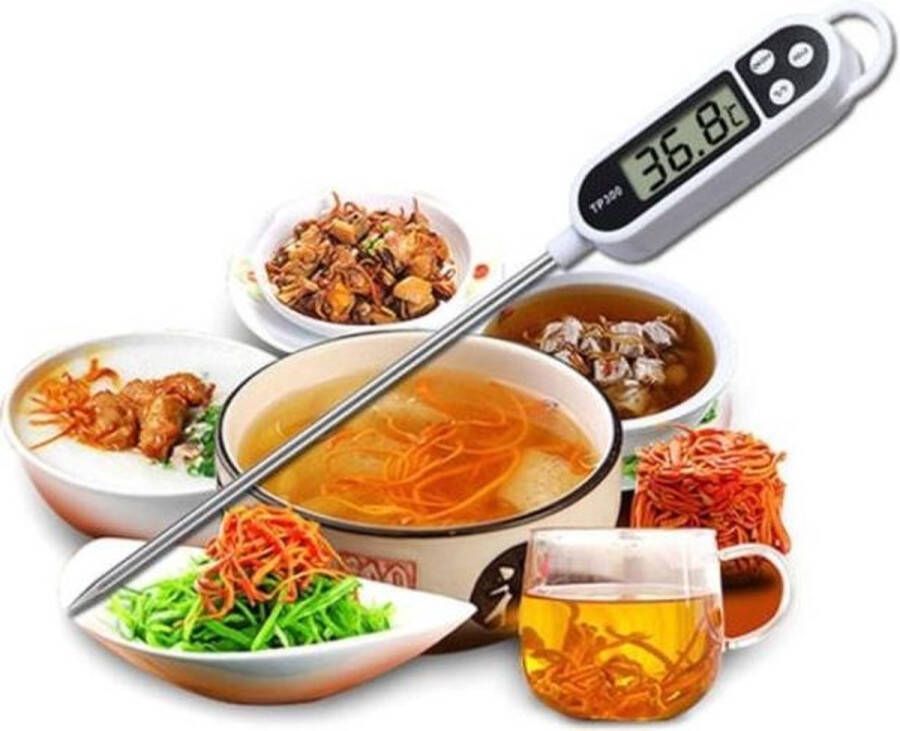 ThermoCooking Multifunctionele Digitale Voedselthermometer Keukenthermometer BBQ Thermometer Vleesthermometer Vloeistofthermometer- Kern Thermometer Vlees Vis Voedsel Inclusief batterij