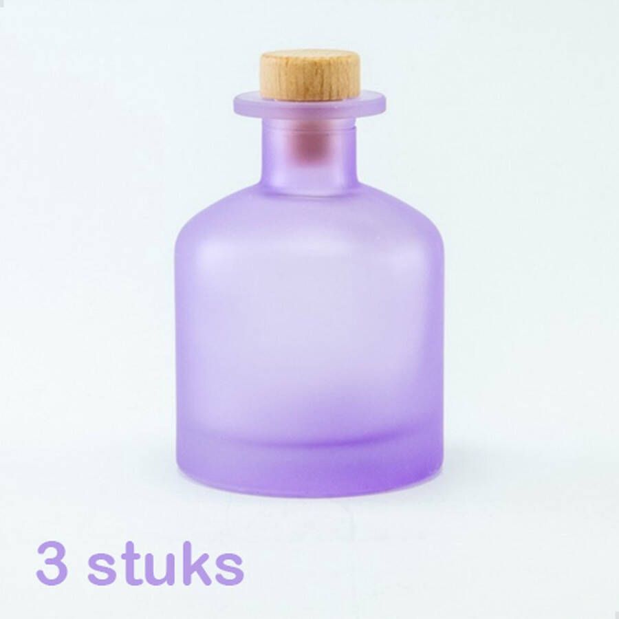 TheRoot 3 frosted glazen flessen van 250 ml kleur lila vaasje huisparfum geschenk decoratie