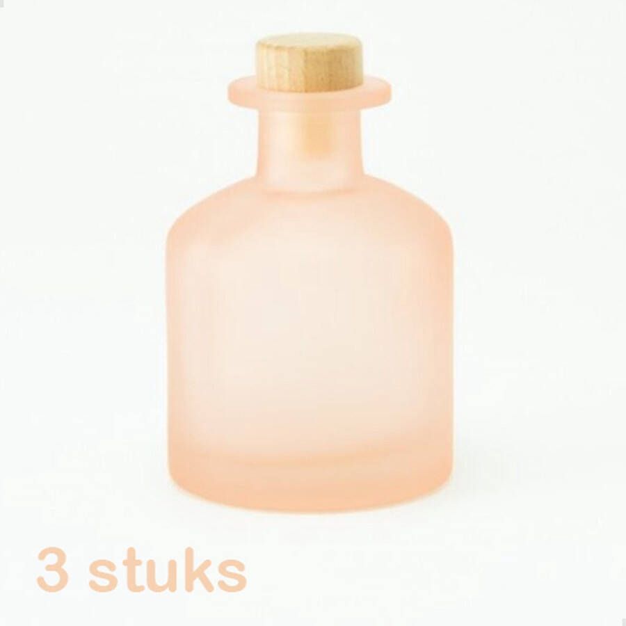 TheRoot 3 frosted glazen flessen van 250 ml kleur roze vaasje huisparfum geschenk decoratie
