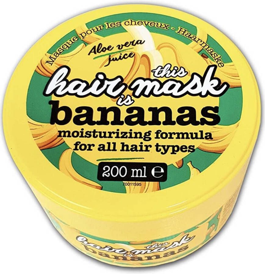 This hair mask is bananas 200 ml With aloë vera juice Moisturizing formula for all hair types Bananen haarmasker met aloë vera