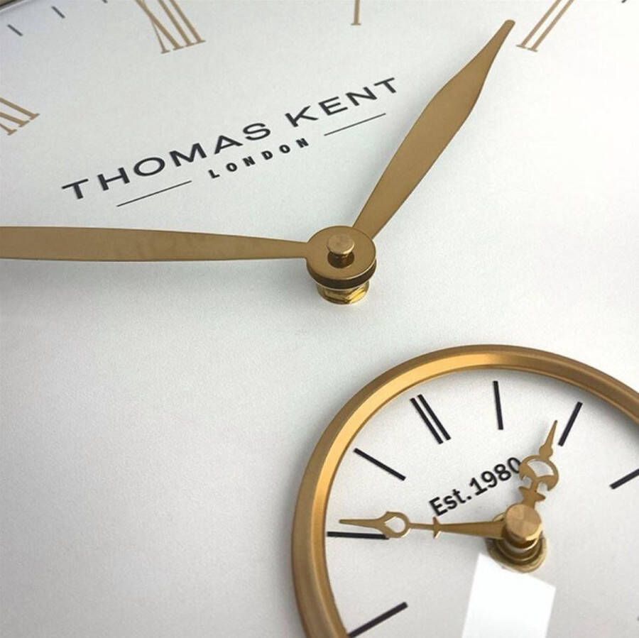 Giga Meubel Thomas Kent Wandklok Timekeeper 48 X 11 5 Cm Staal Wit goud