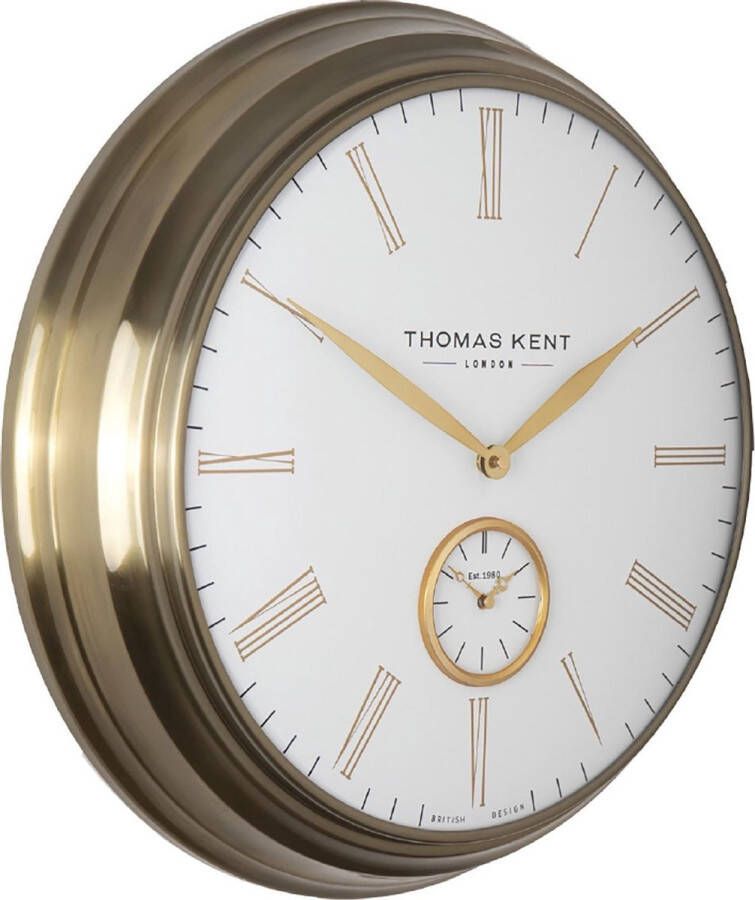 Giga Meubel Thomas Kent Wandklok Timekeeper 71 X 11 Cm Staal Wit goud