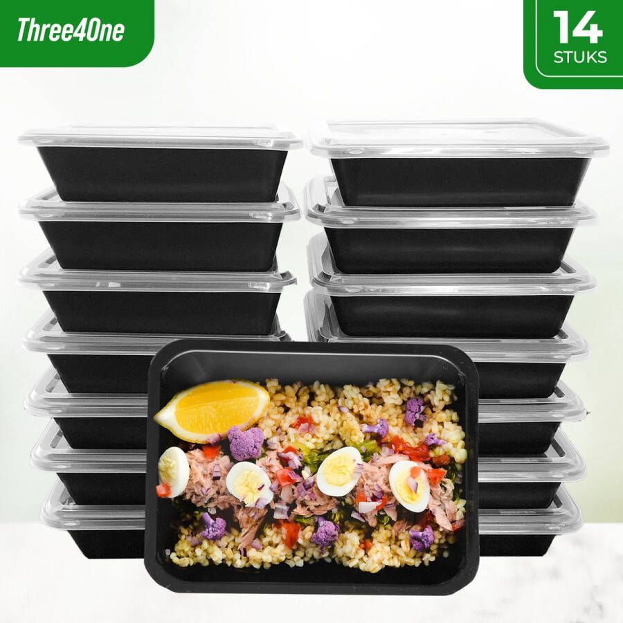 Three4One meal prep bakjes 14 stuks 1 compartiment diepvriesbakjes vershouddoos plastic magnetron bakjes vershoudbakjes met deksel