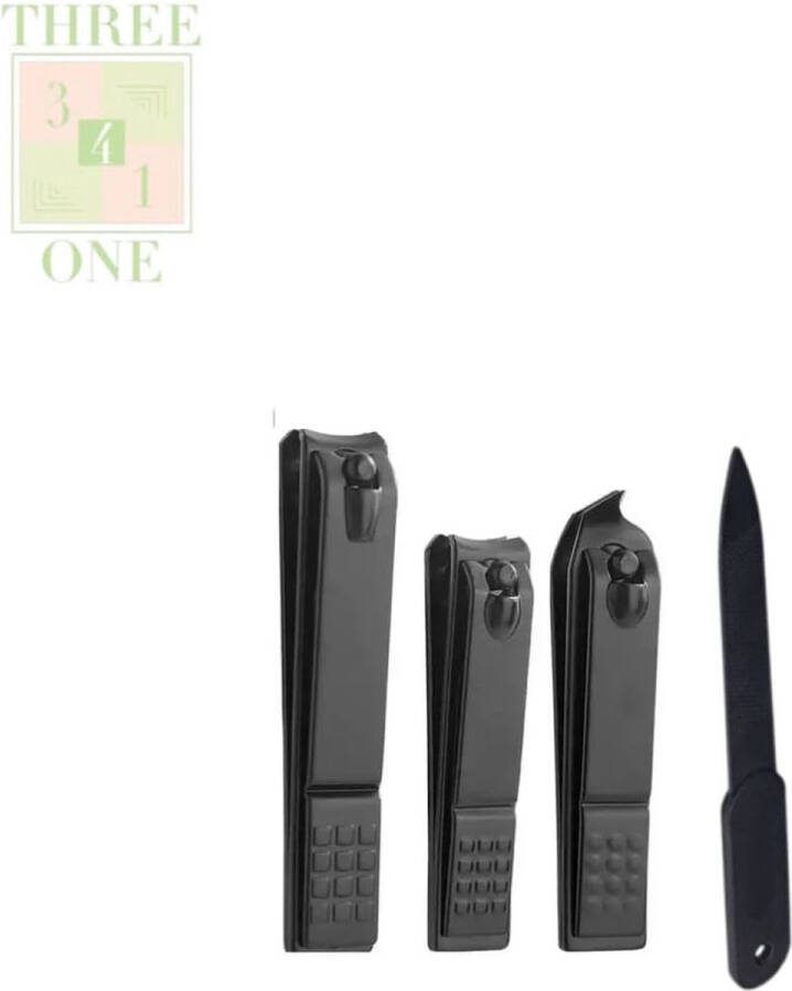 Three4One pedicure set van 4 Nagelknipper set RVS nagelknipper voor dikke nagels Ergonomische nagelknipper Nagel Voor knippen Vingernagels en Teennagelsknipper man vrouw kinderen pedicure